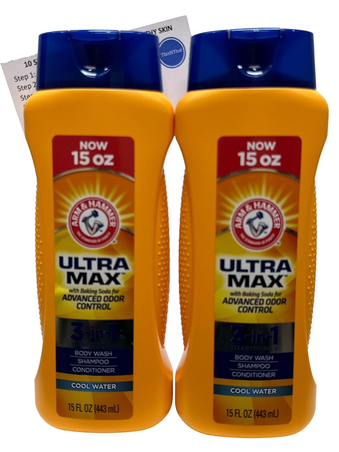 Arm & Hammer Ultra Max 3-in-1 Body Wash, Shampoo, Conditioner Bundle 15oz Cool Water Bottles (pack 2)